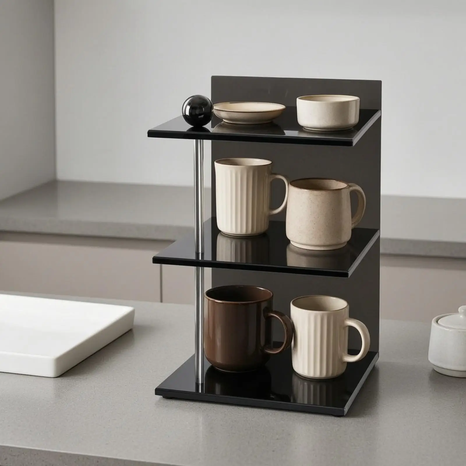 Beverage Container Rack Stainless Steel Countertop Storage Shelf Organizer for Kitchen Coffee Bar Table Display Rack Stackable