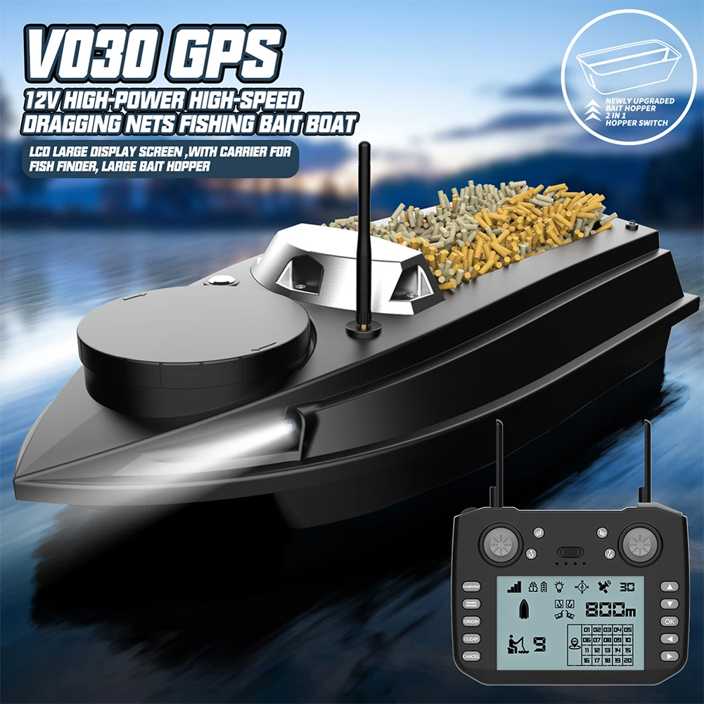 Image of EU 800m GPS Futterboot mit 9 Futterflächen, 180 Positionen, 3 kg Ladekapazität, unterstützt automatische Fahrt/Positionierungspunkte