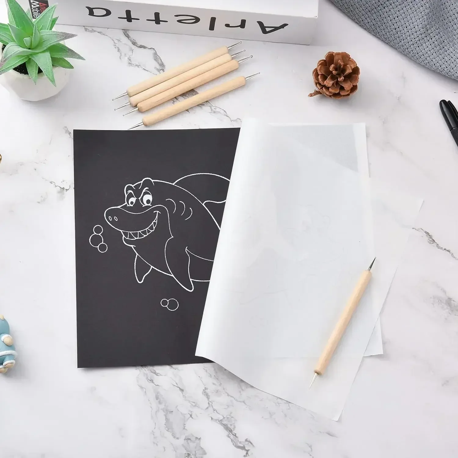 50 Hojas de Papel de Transferencia de Grafito A4 para Dibujo, Calco, Pintura, Copia de Patrones en Lienzo y Tela