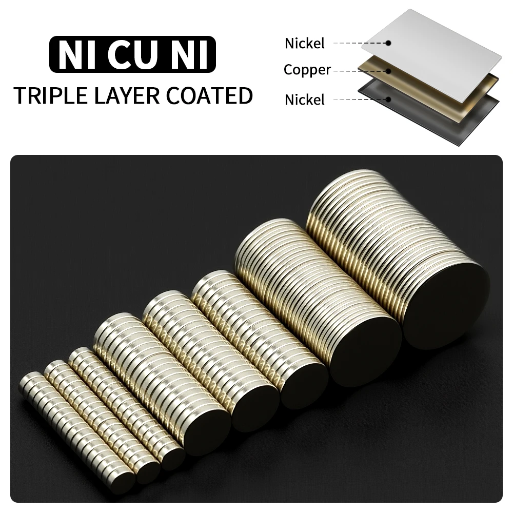 مغناطيس قوي للغاية مستدير مغناطيس النيوديميوم القوي N35 ندفيب مغناطيسي دائم imanes مغناطيس الثلاجة 8x1 10x1 12x1 15x1