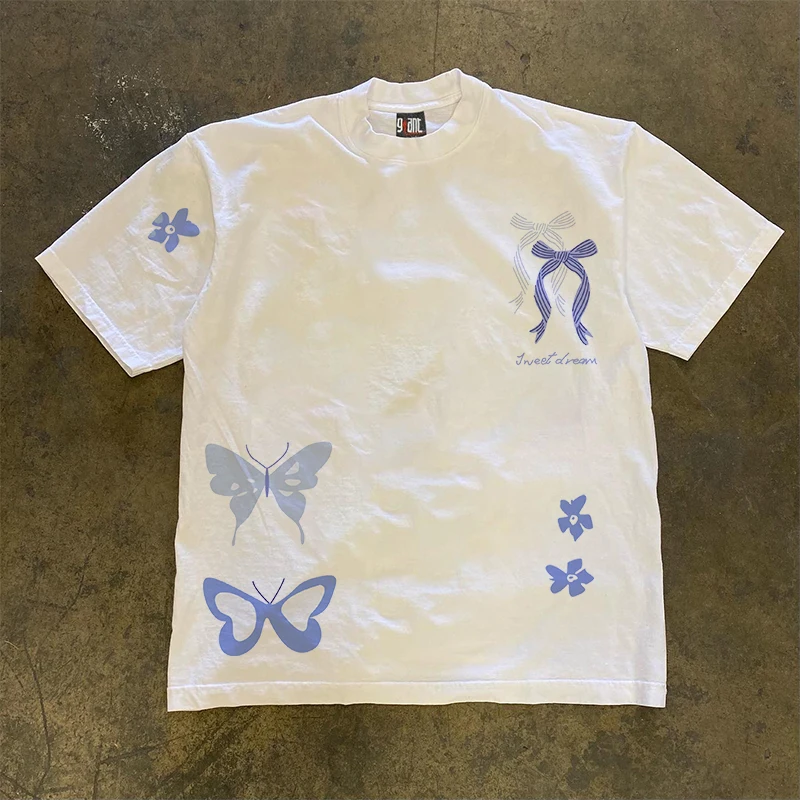 Pure Cotton 260g Heavyweight Short Sleeve T-Shirt  Knot Couple Style Men's Women's Short Sleeve Tee Cotton 100%