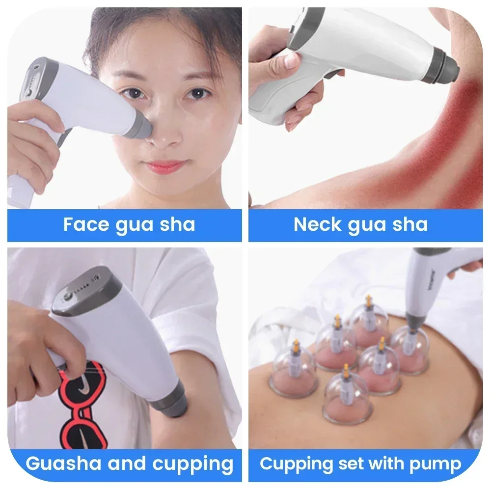 Electric Vacuum Cupping Set Rechargeable Scraping Cupping Cans Adjustable Magnetic Suction Cupping Guasha Suction Massager