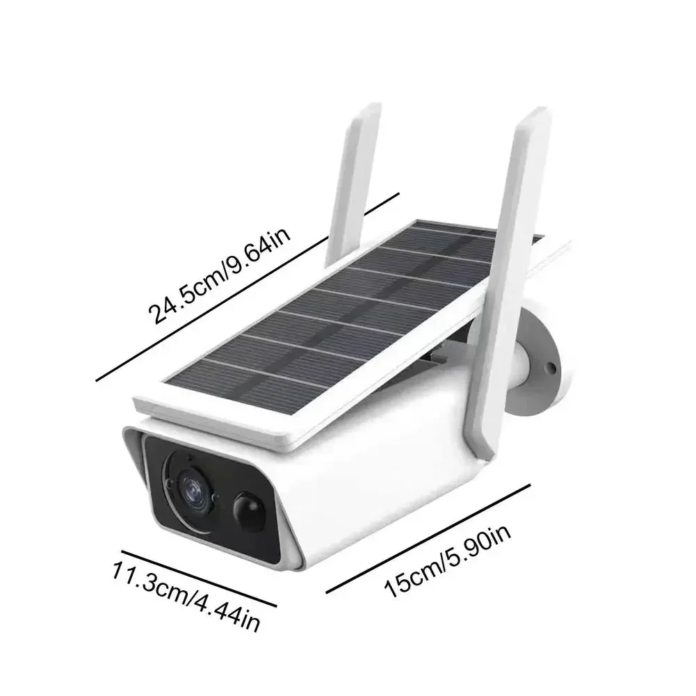 กล้อง Wi-Fi luar ruangan รักษาความปลอดภัยแบบไร้สาย, กล้องตรวจจับการเคลื่อนไหวเซ็นเซอร์อินฟาเรด2ทางเสียง IP66กันน้ำกล้องรักษาความปลอดภัยพลังงานแสงอาทิตย์