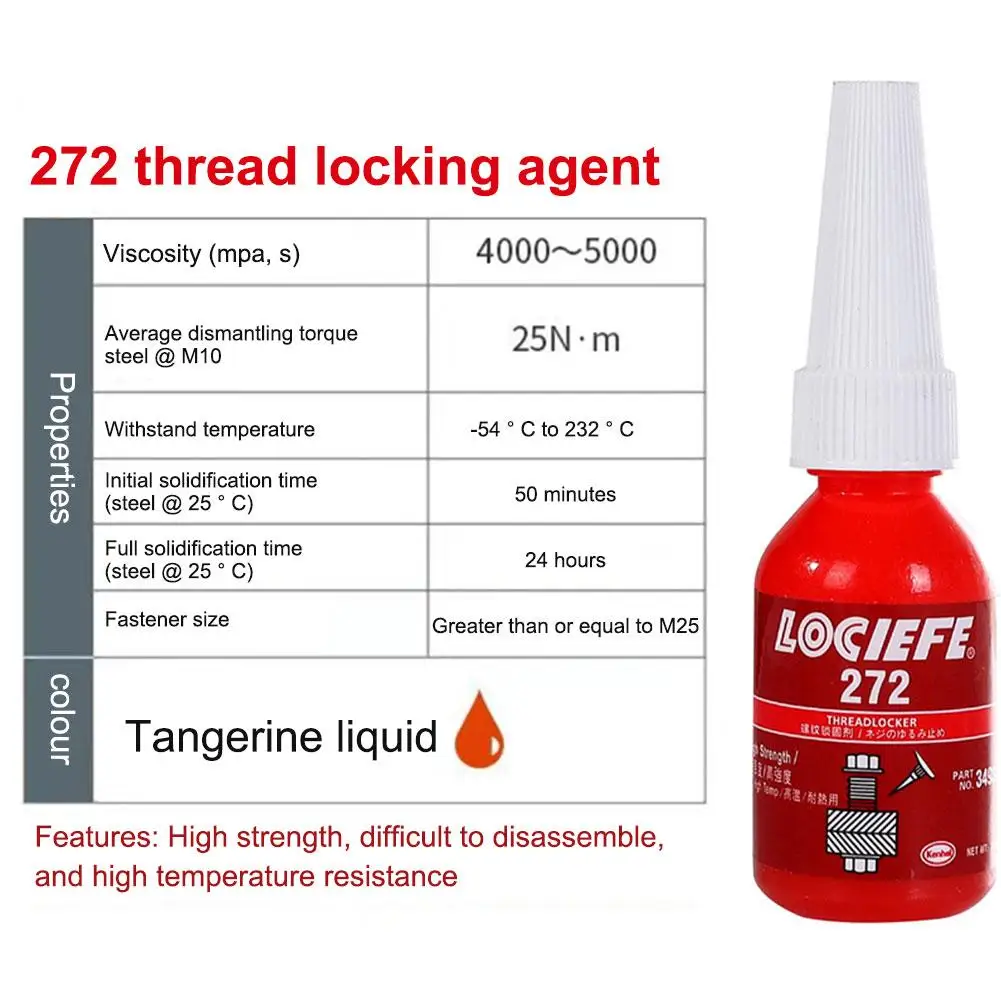10ml Threadlocker 접착제 중간 강도 에이전트 접착제 빠르게 나사 잠금 경화 방지 느슨한 온도 스레드 나사 접착제