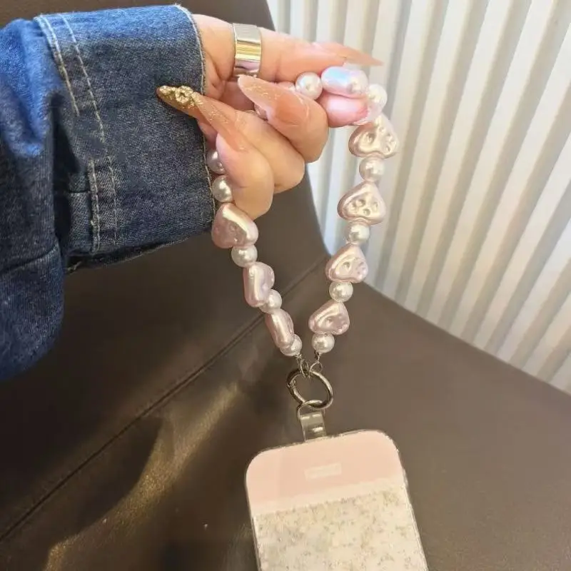 

Personalized and Creative Pearl Phone Strap Wrist - length Short Strap with Clip Phone Case Car Key and Bag Pendant Trendy
