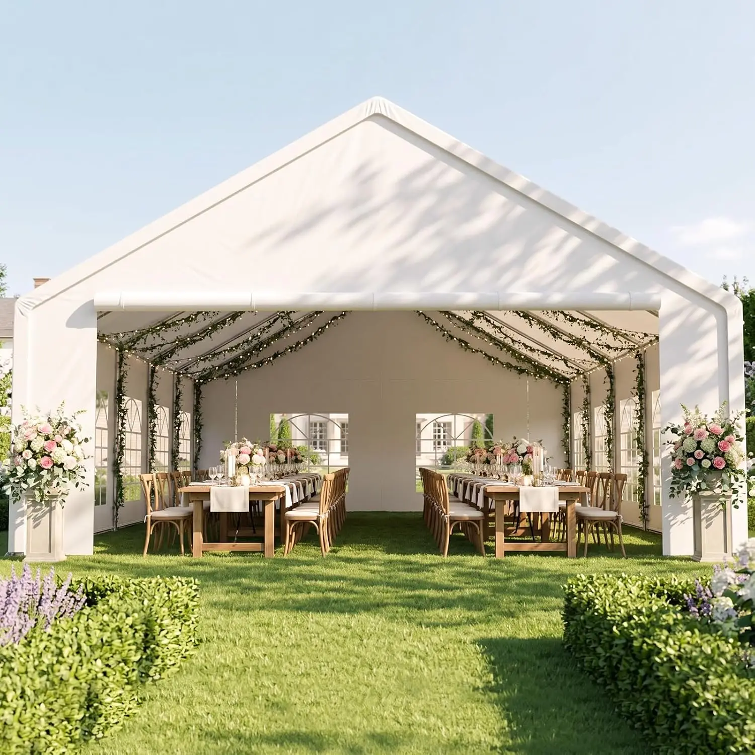 20x40 Party Tent Heavy Duty, Wedding Event Shelters Galvanized Outdoor Canopy with Removable Sidewalls, Large, Customized