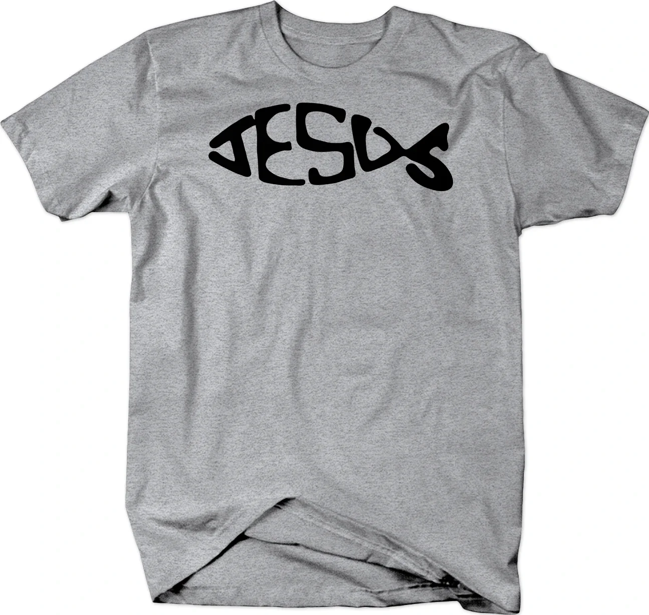 Funny Jesus Fish Love God T-Shirt 100% Cotton O-Neck Summer Short Sleeve Casual Mens T-shirt Size S-3XL