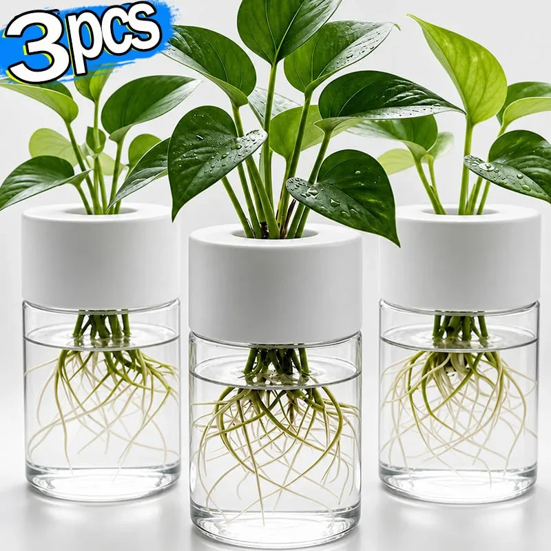 Mini Hydroponic Flower Pot Home Vase Decor Transparent Imitation Glass Soilless Plant Pots Green Plants Pot For Home Decoration
