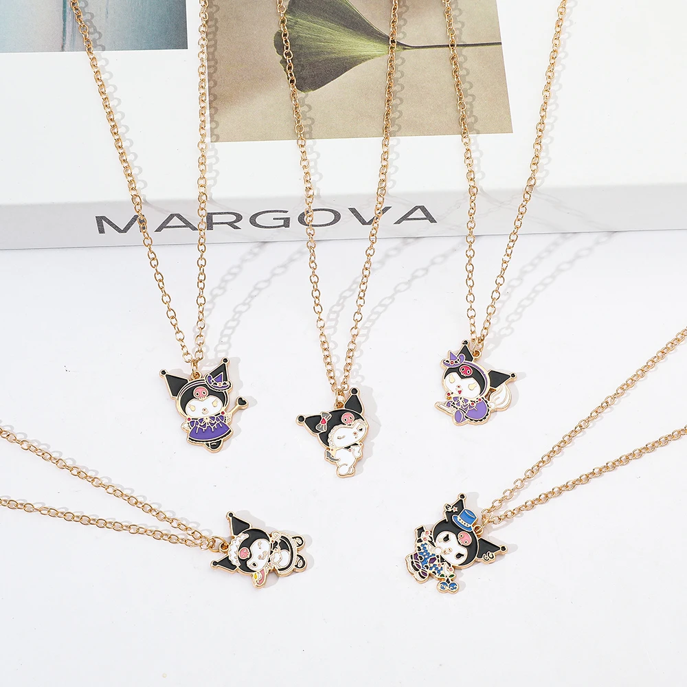 سانريو 5 قطع الكرتون كورومي لطيف قلادة الأزياء مضحك كورومي سلسلة العنق للأصدقاء هدايا عيد ميلاد حزب مجوهرات