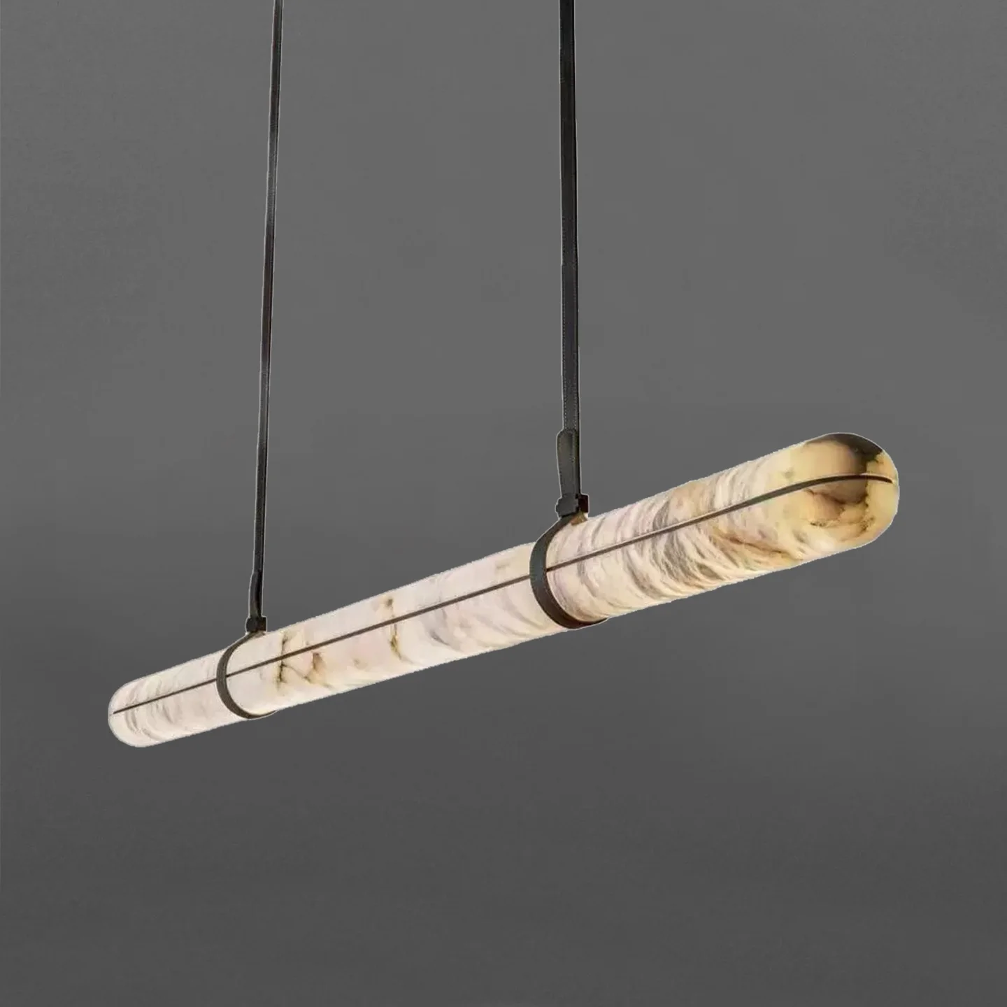 Modern Hotel Lobby Center Long Natural Marble Pendant Lights Minimalist Villa Dining Room Alabaster Hanging Pendant Light