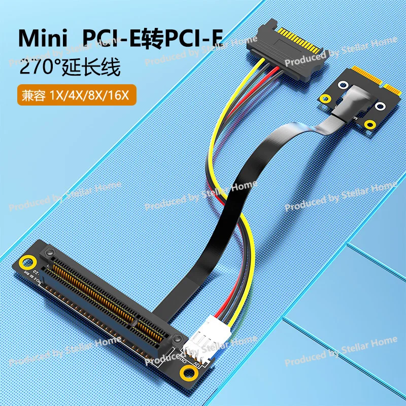 Motherboard Mini PCI-E Interface to PCI-E Extension Cable, Mini PCI-E to PCI-E, Net Cable Length 20CM