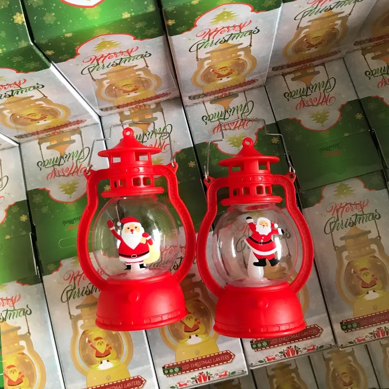 Christmas Small Night Light Portable Battery Powered Hanging Lanterns Festive Party Christmas Ornaments Santa Claus Decor LED