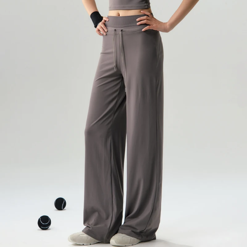 

Sports Outdoor Yoga Pants Women Pilates Training Fitness Pants Elastic Waist Loose Drawstring Quick-Dry Wide-Leg Pants