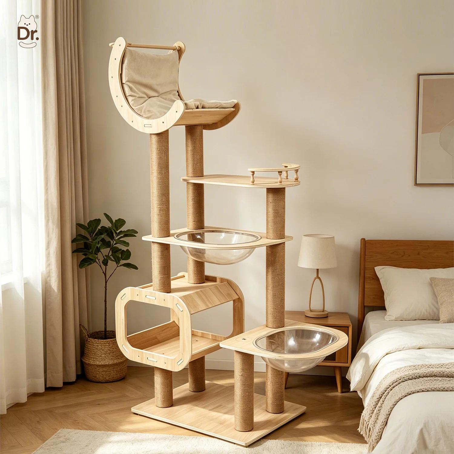 Cross-border cat climbing frame cat nest tree integrated space capsule climbing sub solid wood multi-layer board covers