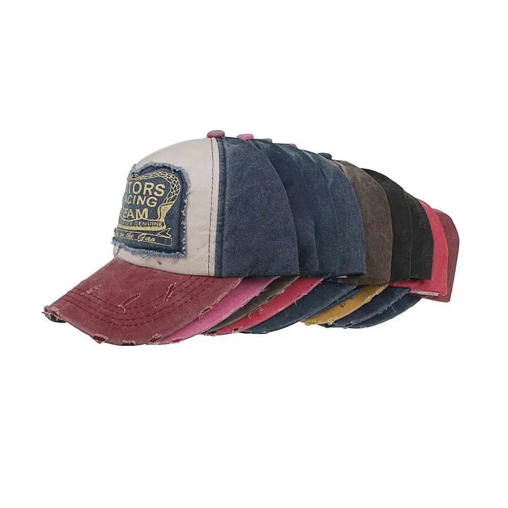 2026 Fashionable Outdoor Sun Cap Visor Patch Color Matching Letter Wash Cloth Coated Baseball Cap for Men Women