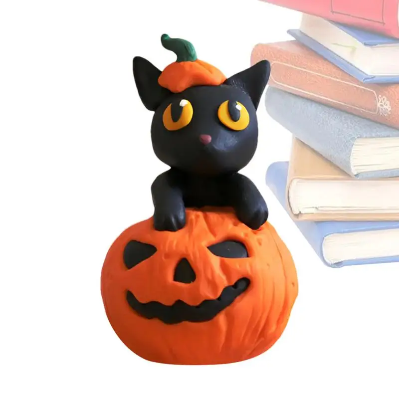 Halloween Ornament Resin Witch Figurines Small Ornaments Pumpkin Statue Cat Sculpture For Halloween Party Home Decoration