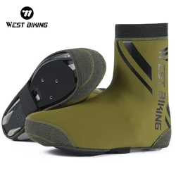 WEST BIKING Fleece Thermal Winter Cycling Shoe Cover Reflective Windproof Bicycle Shoe Protector Waterproof Overshoes For Hiking