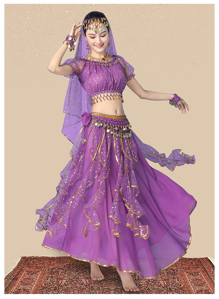 Indian dance performance costume, ethnic Xinjiang adult dance costume, long skirt set, stage performance costume