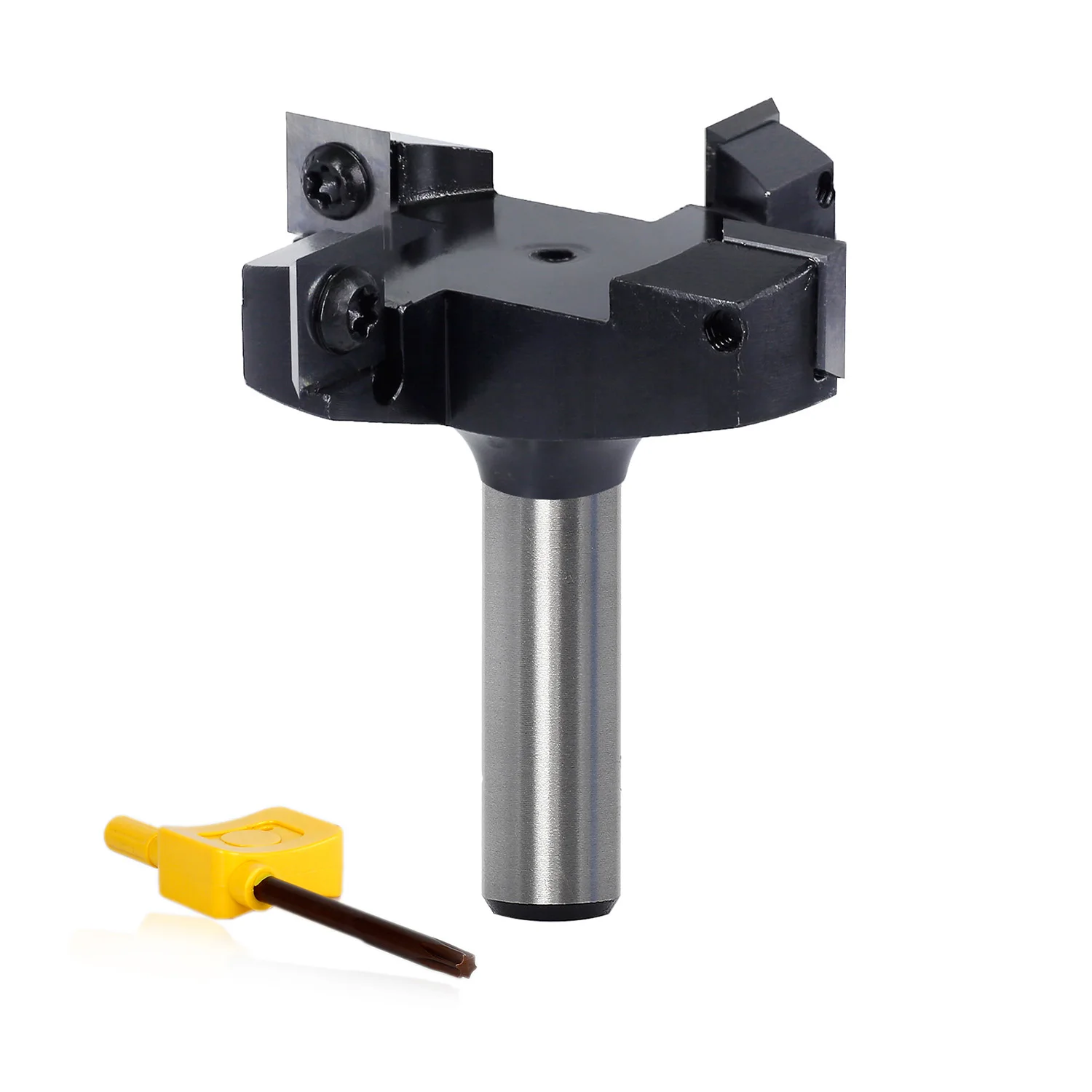 CNC Spoilboard Surfacing Router Bits, 4 Wings Rotation Carbide Insert Slab Flattening&Rabbeting Flycutter Planing Bit 2