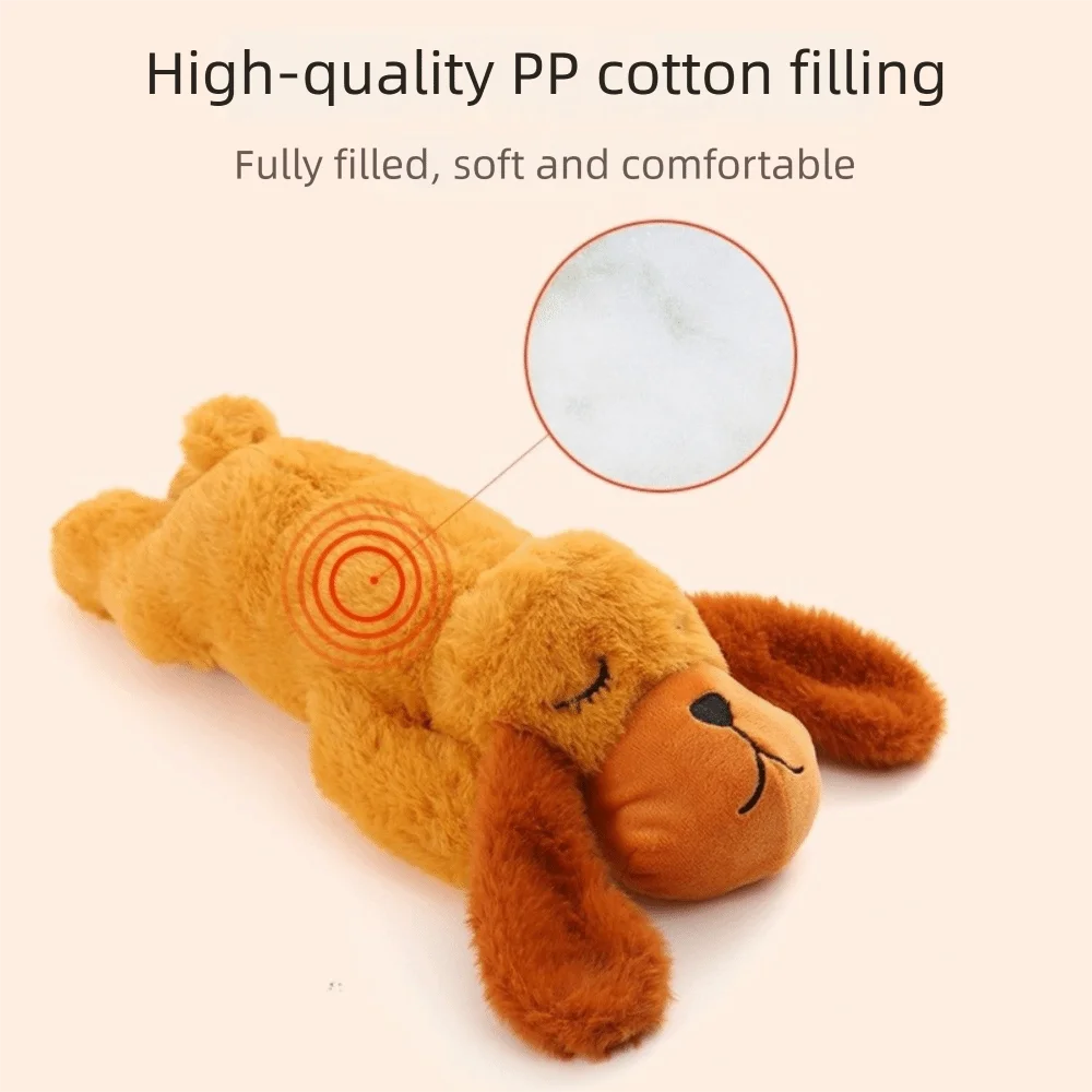Heartbeats Simulator Sleep Aid Doll Realistic Calming Heartbeats Sound Dog Plush Toy Durable Comfortable Behavioral Training Toy