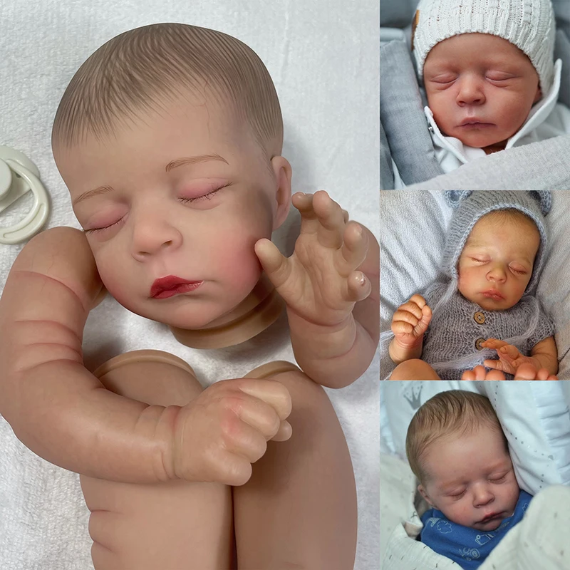 

21-дюймовый комплект куклы Jude Sleeping Reborn, реалистичные многослойные детали куклы для рисования, видимые вены, волосы ручной работы с тканевым корпусом
