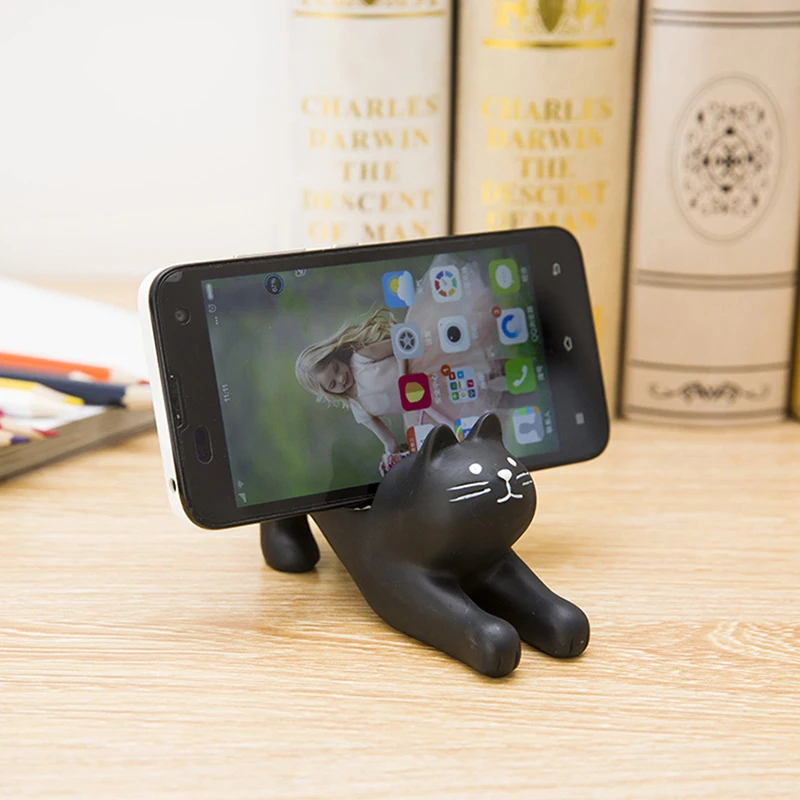 Desk Desktop Stand Cat Shape Resin Mobile Phone Holder Decorative Lazy Portable Desktop Stand Creative Small Ornaments Gift