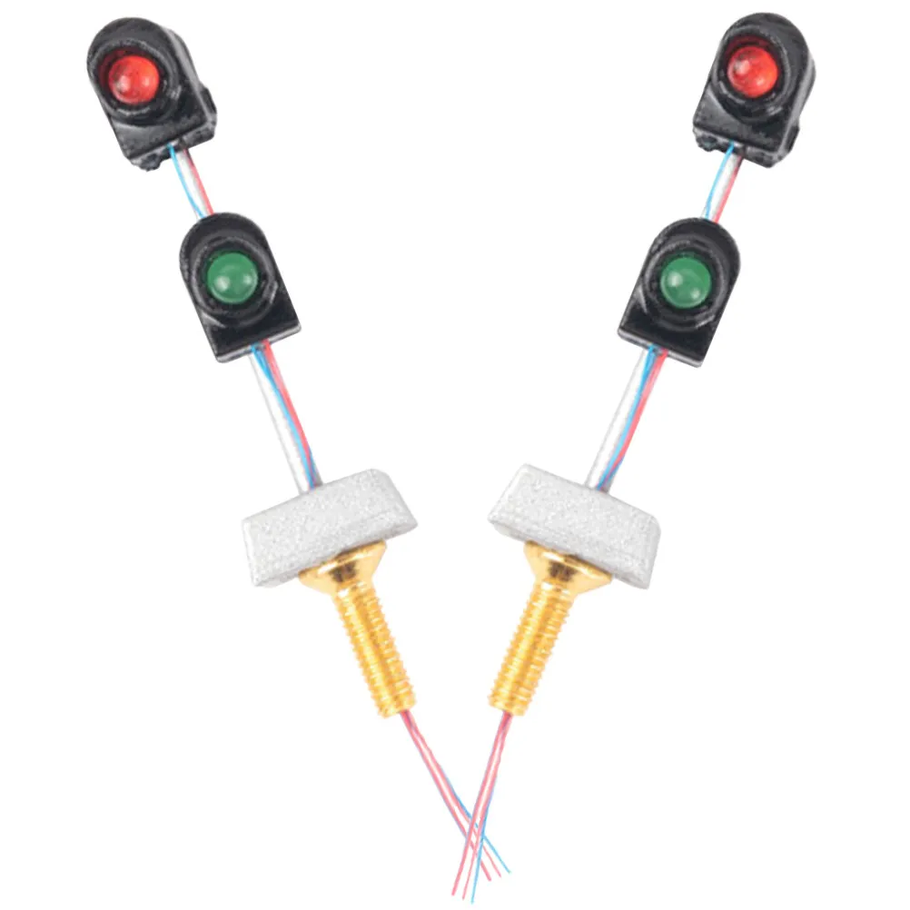 2Pcs Fire Train Signal Accessories Stainless Steel Signal Light Simulation for Mini House Sand Table Decor Traffic