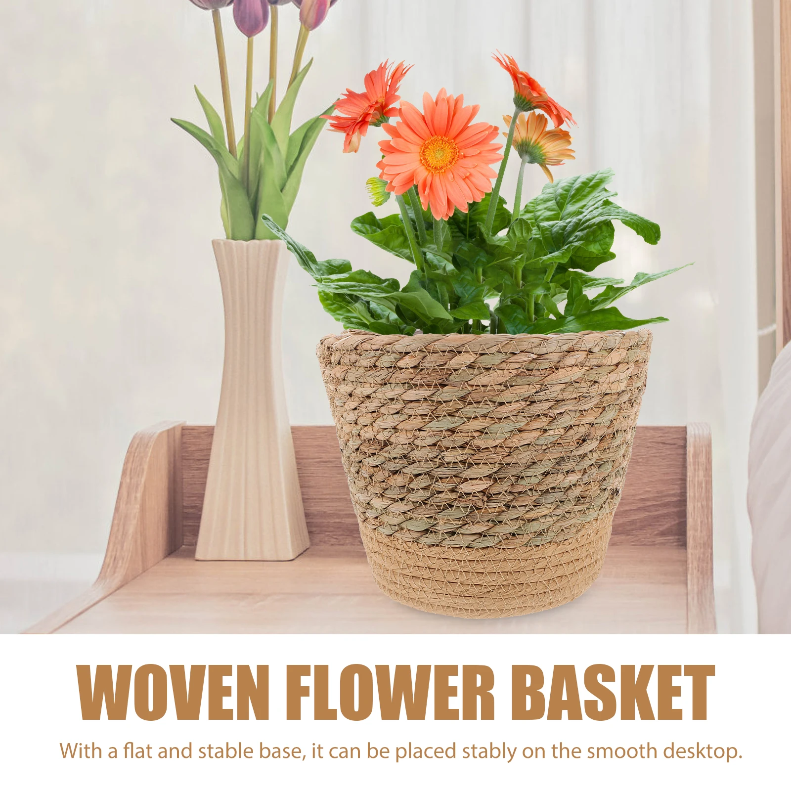 

Соломенный цветочный горшок, настенная корзина, декор, фермерский дом, тканые подвесные корзины для дома, уличная девушка