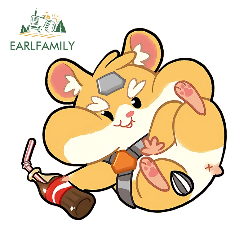 EARLFAMILY 13cm × 12.1cm Funny Kawaii Mouse Design Car Stickers Cute Cartoon Animals Style Decals Waterproof JDM Car Gadget