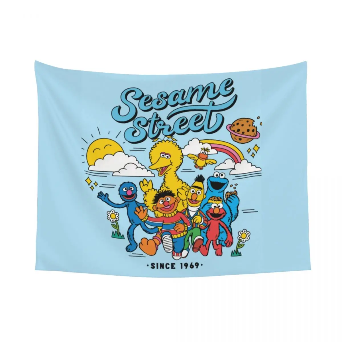 Custom Sesame Street Tapestry Home Decor Hippie Wall Hanging Cookie Monster Tapestries for Bedroom