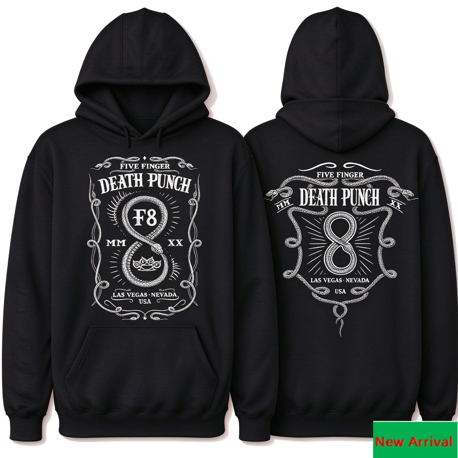 Vintage Five Finger Death Punch Retro Snake Frame Graphic Hoodie Gothic Metal Grunge Soft Casual Unisex Pullover