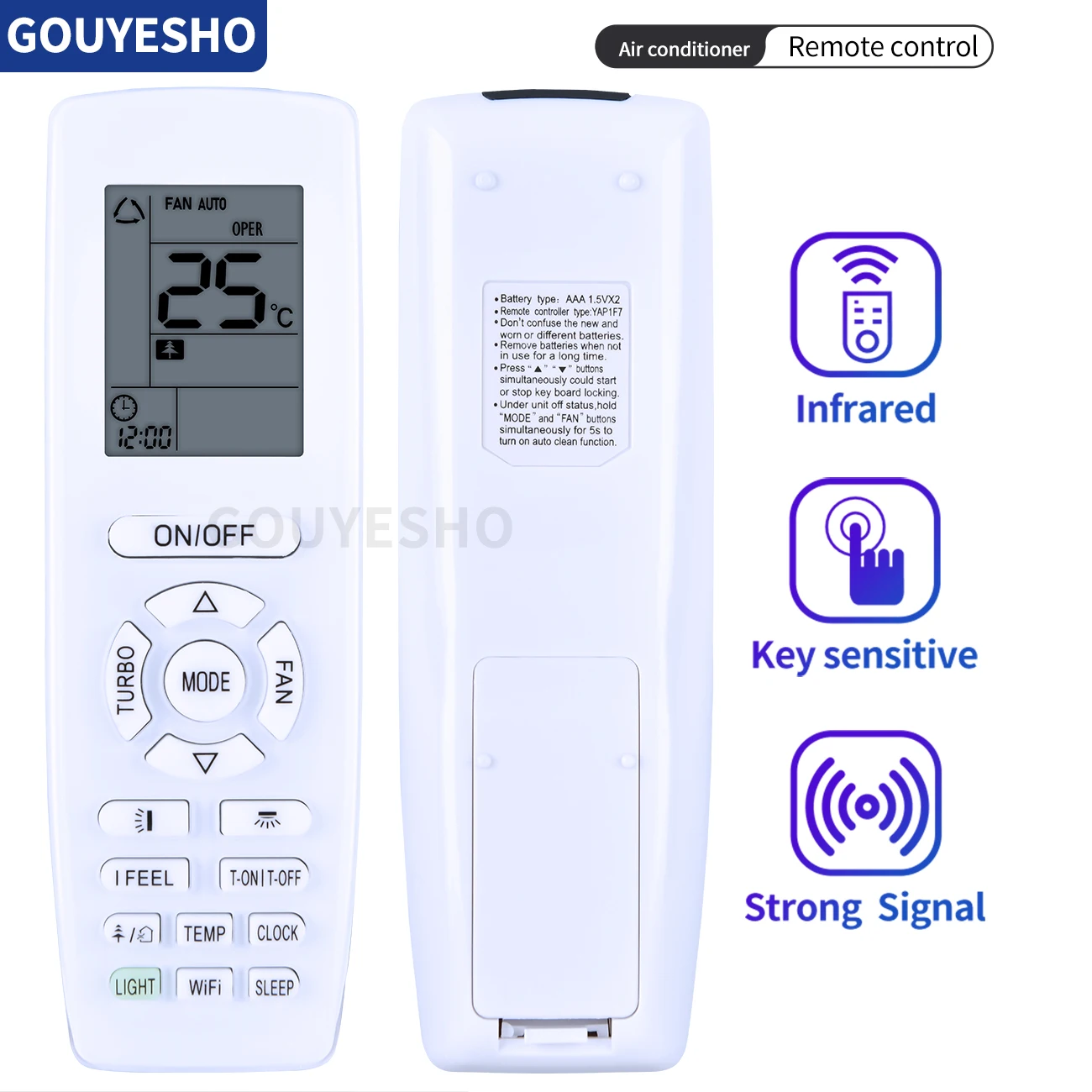 New Replacement YAP1F7 For GREE AC A/C Air Conditioner Remote Control with wifi