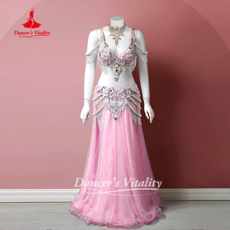 Belly Dancer Costume High-end Customized Exquisite Pearls AB Stones Performance Clothing Oriental Dancing Suit Dance's Vitality