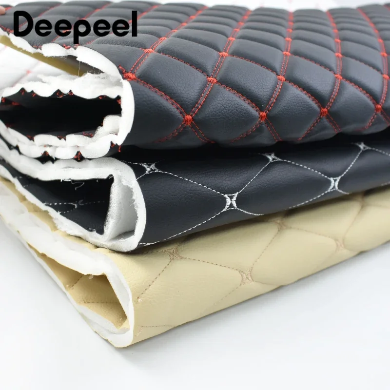 45*160cm Deepeel PVC Faux Leather Embroidered Fabric Car Floor Mat Seat Cushion Background Wall Upholstery Material Accessories