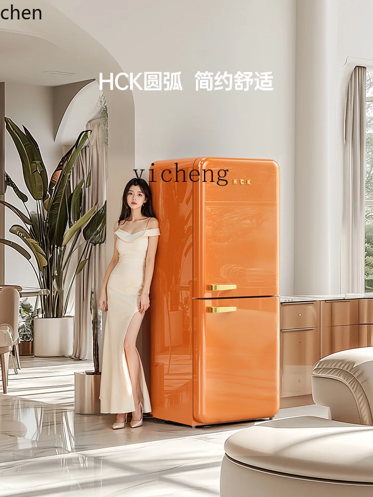 Living Room Max Double Door Retro Refrigerator Home Embedded Large Capacity Color