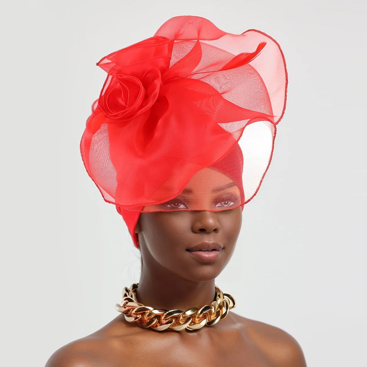 

Exaggerated Big Flower Cap Women African Head Wrap Bonnet Muslim Hijab Turbans Nigeria Headtie Nigeria Wedding Party Headgear