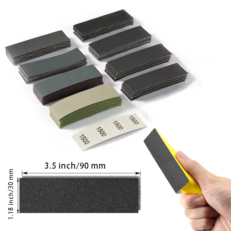 10/20/50 Pcs Detail Micro Sander Kit 3.5 X 1 Inch Hook and Loop Sandpaper Assorted 60-10000 Grits for DIY Crafts Wood Polishing