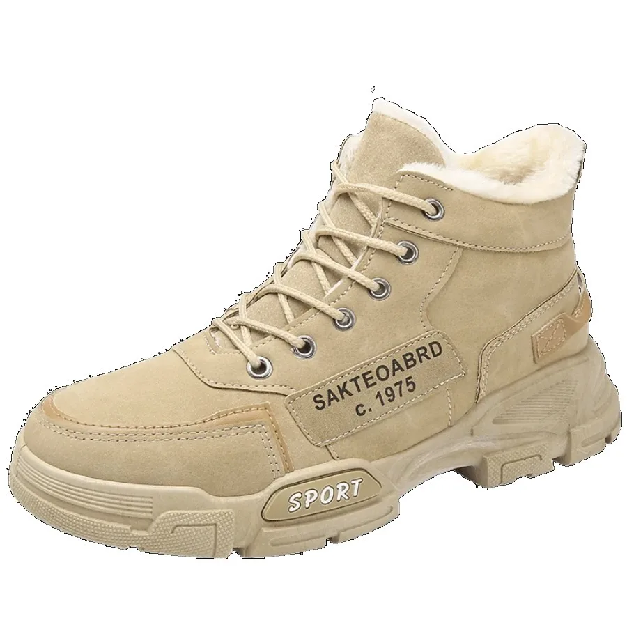 أحذية قطنية شتوية مخملية دافئة، أحذية حماية العمل، أحذية، أحذية رجالية متعددة الاستخدامات، أحذية متوسطة النعل #3