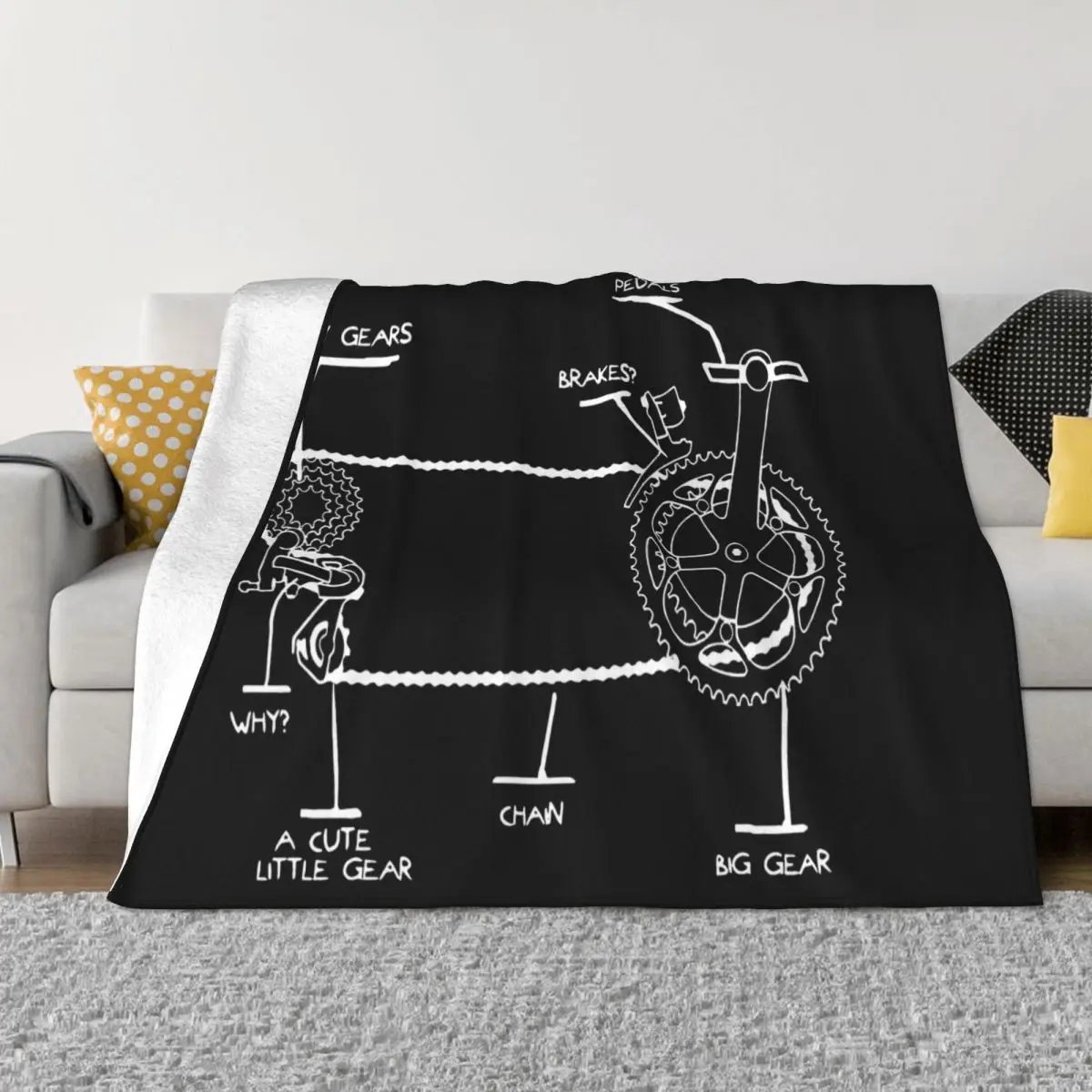 Funny Bicycle Chain Gift Bike Chain Gears Shift Cycling T Girl Latest Simple Loose Sale Throw Blanket