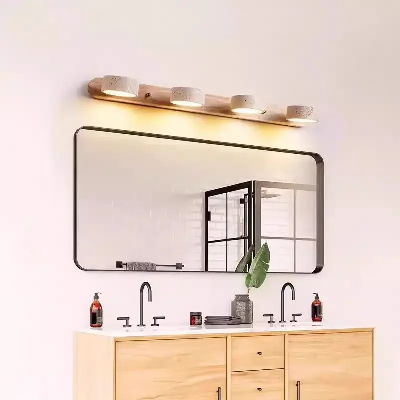 Spanish Natural Limestone Double-sided Wall Lamp Creative Circular LED Rotatable Lamp Bathroom Vanity Mirror Front Lamp