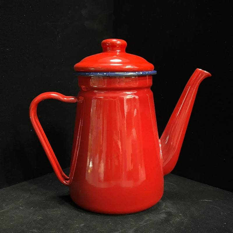 

Red 1.1L Thickened Enamel Coffee Pot Suitable for Induction Cooker/gas Stove/household Tea Water Fine Mouth Oil Pot