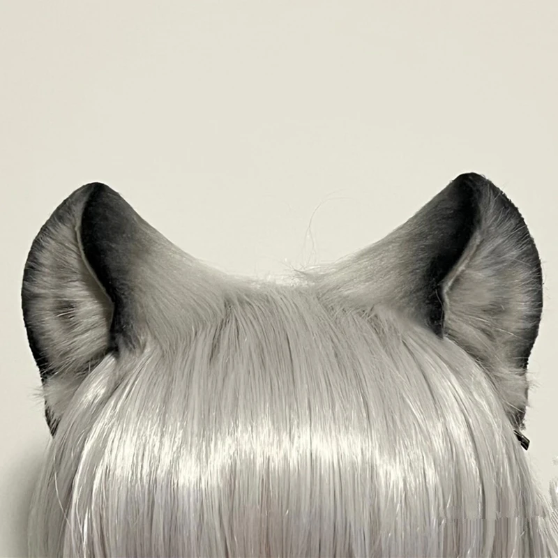 Hand Mde Simulation Animal Black Cat Beast Wolf Fox Panther Ear Hairhoop Hairpin Headwear Halloween Christmas Anime Cosplay Prop