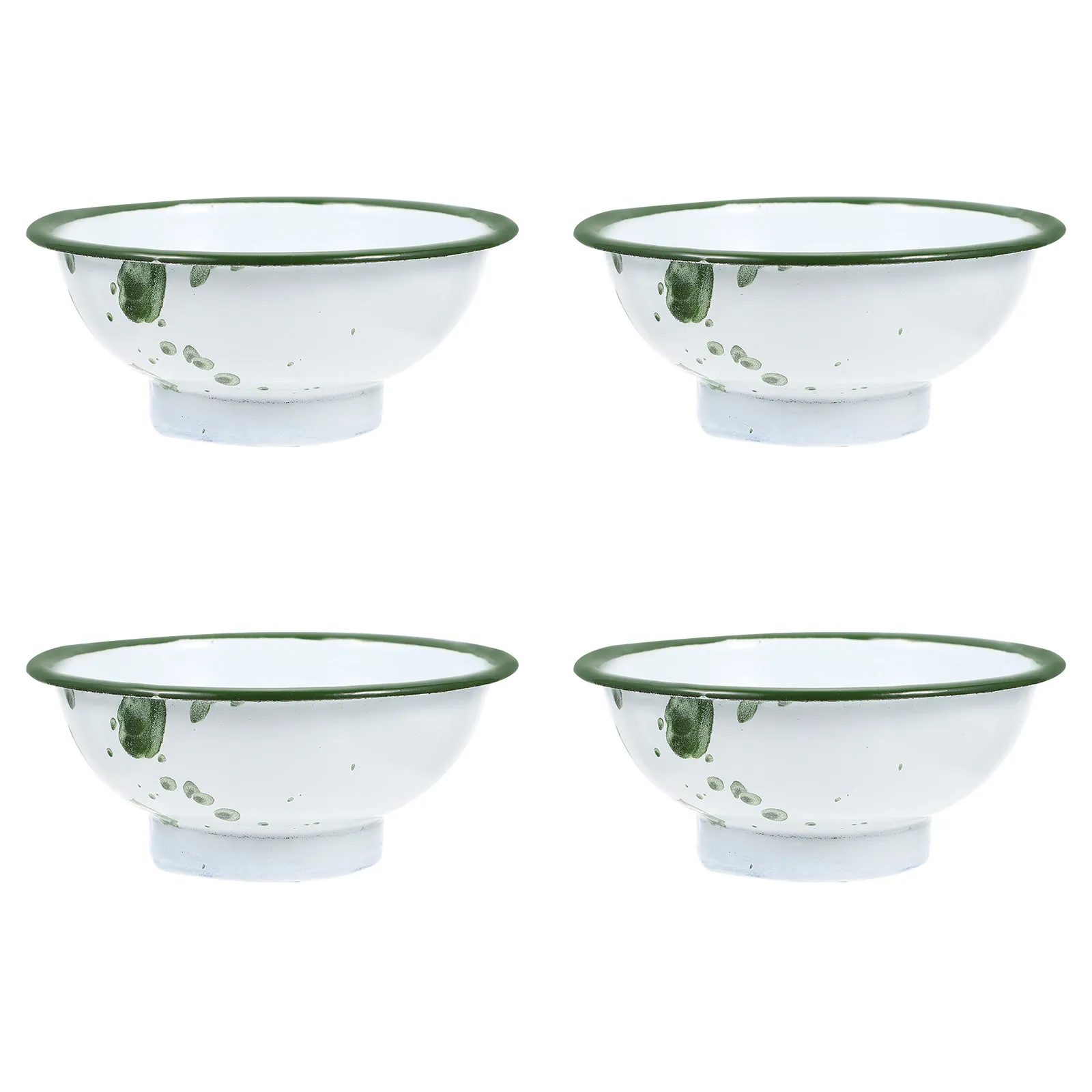 

4Pcs Vintage Food Bowl Premium Enamel Bowl Rustic Kitchen Supplies for Home Dining Room Cafe Soup Dish Fruit Container