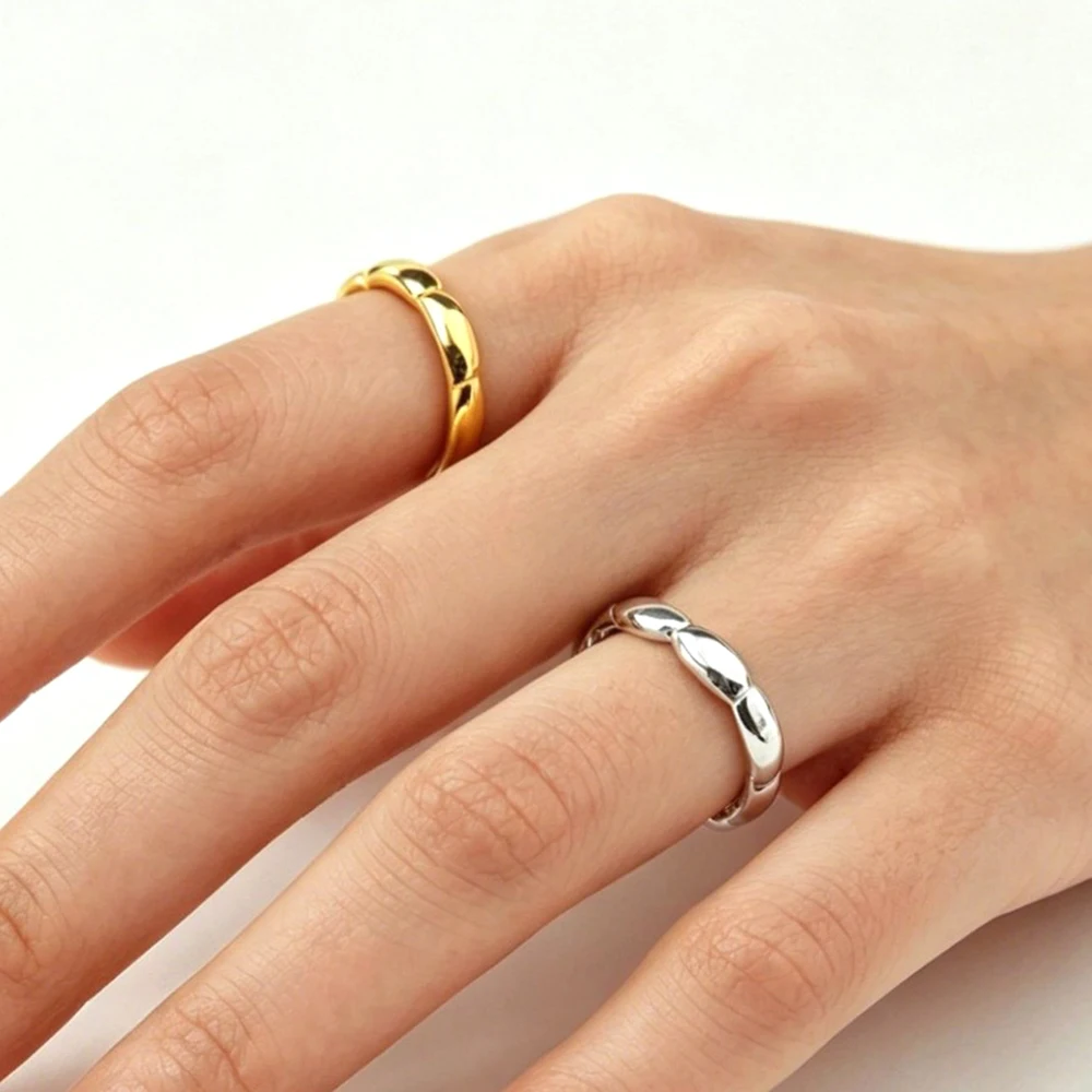 Minimalist Seven Rice Bead Finger Ring Sleek Unisex Everyday Statement Jewelry for Men Women Wild Plain Ring