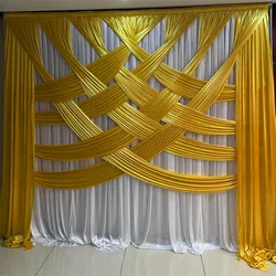 10x10ft/x3M Mixed Color Ice Silk Wedding Backdrop Curtain Stage Background For Event Party Decoration