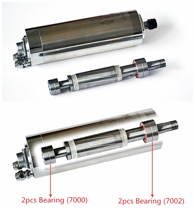 220V 800W 1.5KW 2.2KW CNC Motor de husillo refrigerado por agua 4 rodamientos CNC husillo de Motor máquina CNC