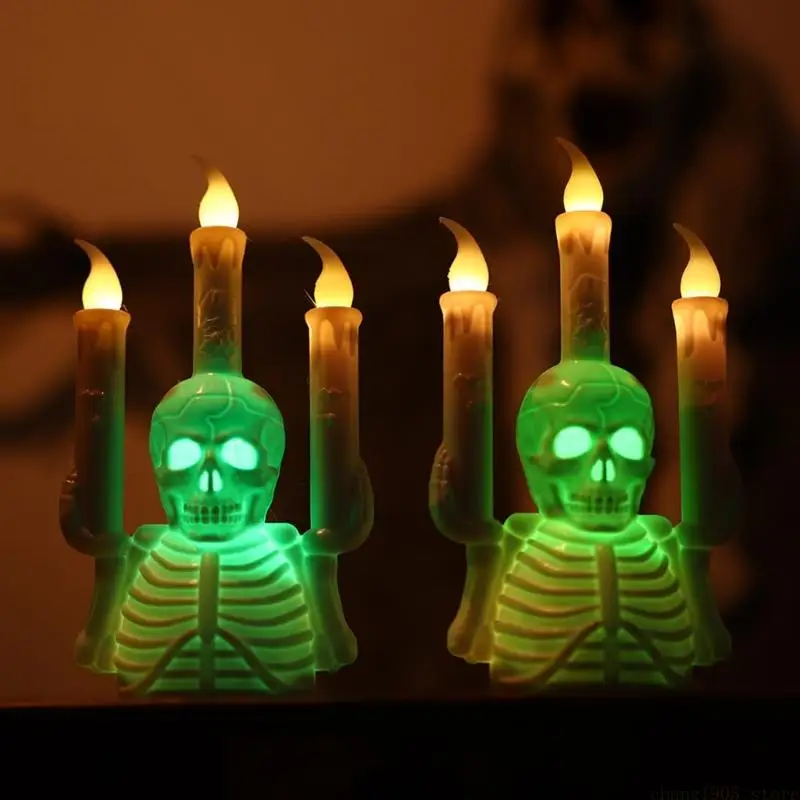 

QX2E 12PCS Scary Halloween Decorations Skull Lights Plastic Candelabra Skeleton Lamp for Themed Parties