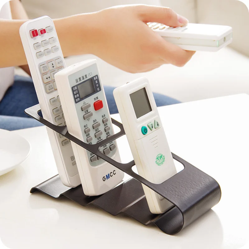 Lron-soporte de Control remoto para TV, DVD, VCR, acondicionador, soporte para teléfono, organizador de Caddy, caja de almacenamiento, estante de pared, 4 rejillas