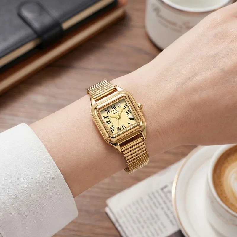 

Женские часы 2026 года от ведущего бренда: роскошные золотые кварцевые часы с маленьким квадратным циферблатом, модные, со стальным ремешком, элегантные, подарок для женщин, Reloj