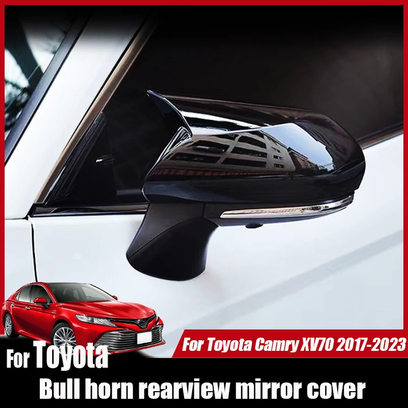 For Toyota Camry XV70 2017 2018 2022 2023 Bull horn shaped rearview mirror decorative protective cover exterior modification